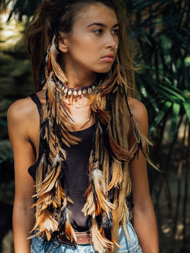 Bohemian Long Feather Headband – Stylish & Elegant Festival Hair Accessory