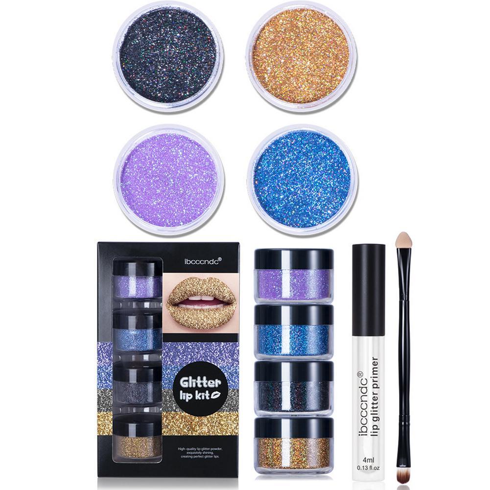 Glitter Lip Gloss Kit – Waterproof, Long-lasting Lipstick with Lip Primer and Lip Tint