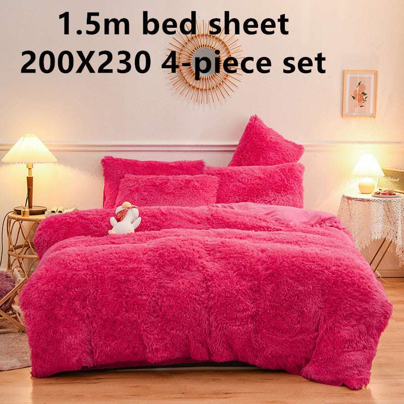 Luxurious Mink Velvet and  Crystal Velvet Four-Piece Bedding Set – Personalized Fashion Style