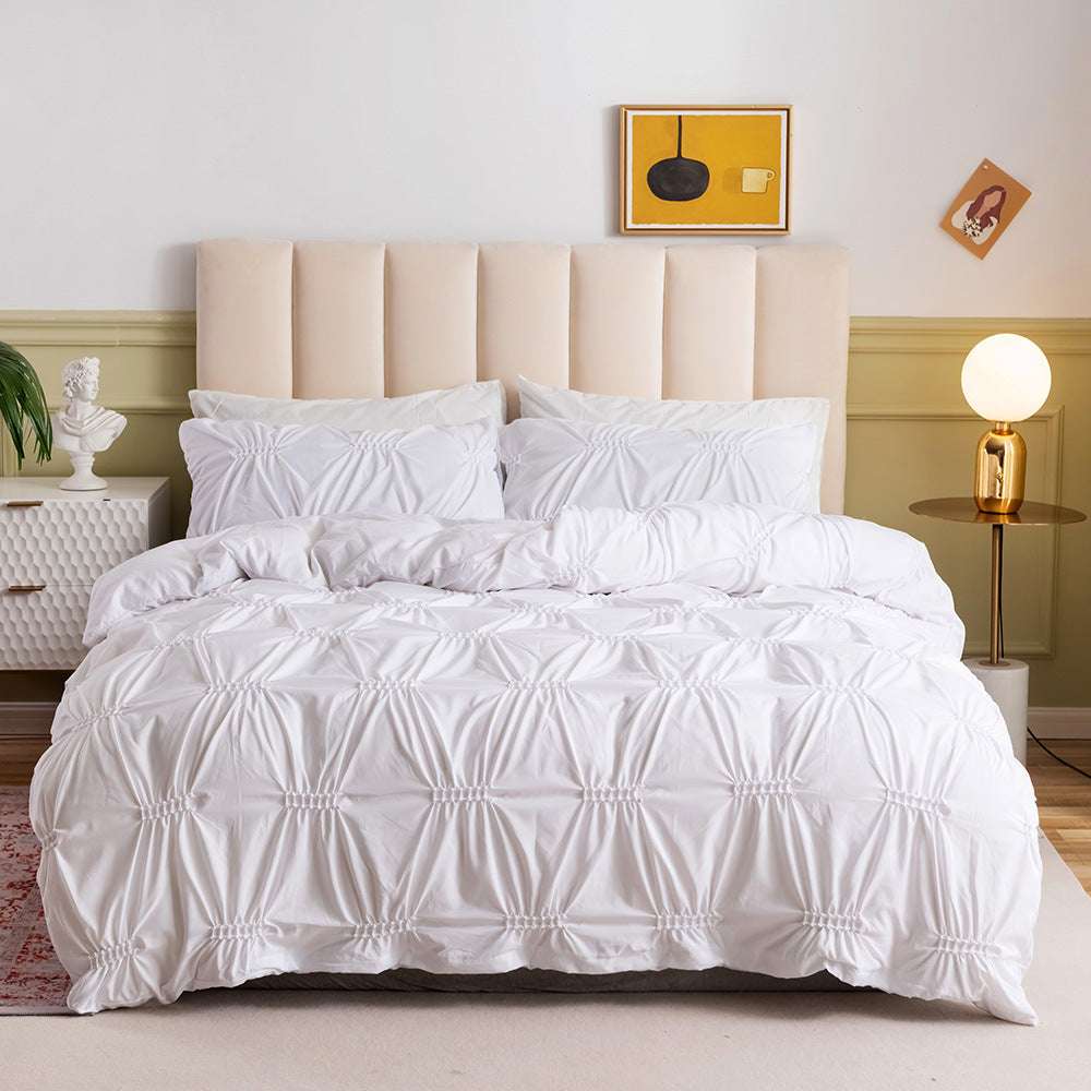 Craftsmanship Plain Solid Color Quilt Cover Pillowcase Bedding Set