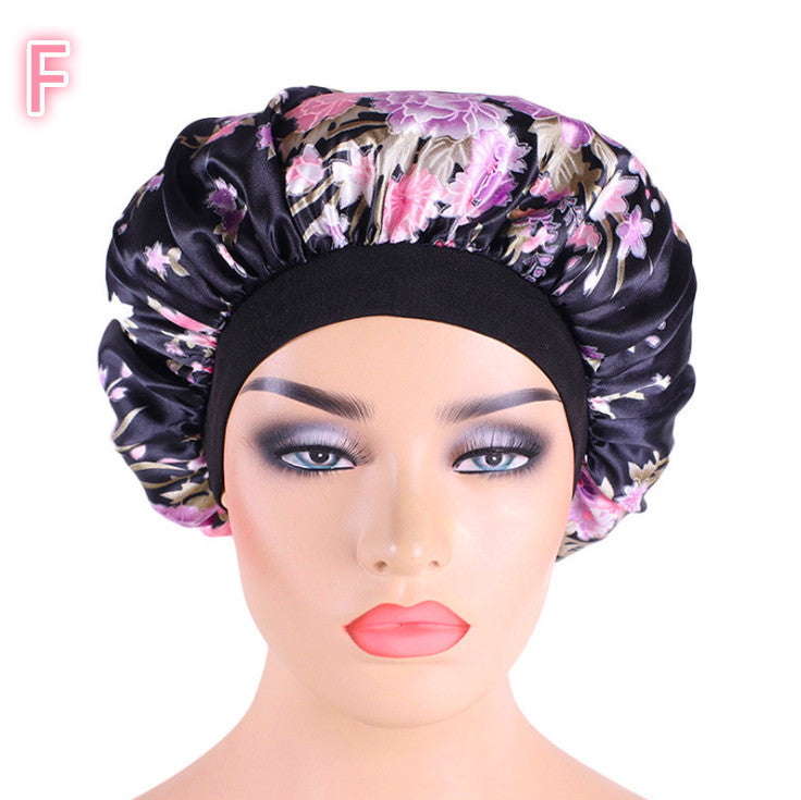 Beauty Satin Silk Hair Bonnet – Elegant Sleep Night Cap with Beautiful Print