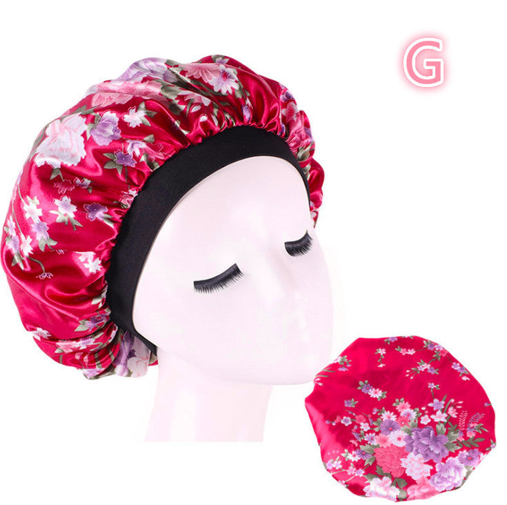 Beauty Satin Silk Hair Bonnet – Elegant Sleep Night Cap with Beautiful Print