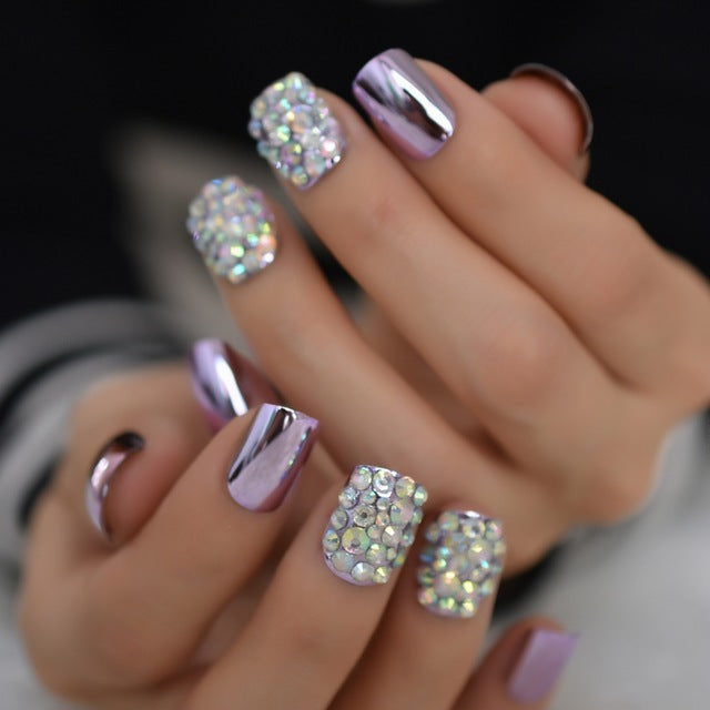 Metallic False Nails for Women – Square Shape