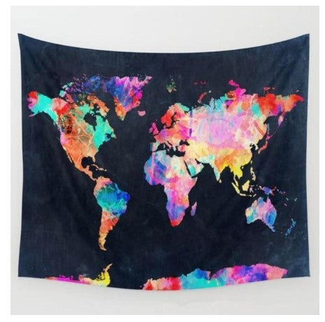 World Map Color Photo Decoration Tapestry – Modern Geometric Room Wall Art