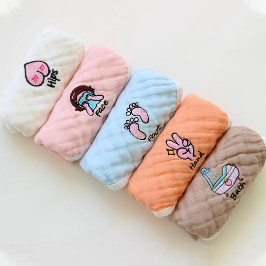 Embroidered Baby Saliva Towel Set 6 Layer- Soft, Absorbent, and Adorable Designs for Infants & Toddlers