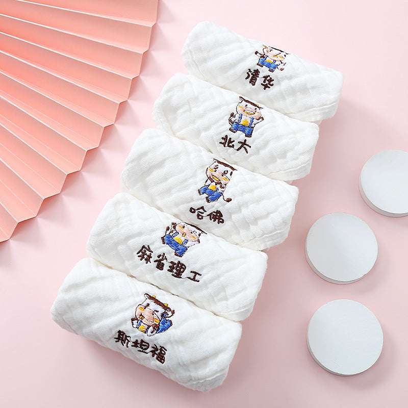 6-Layer Embroidered Baby Saliva Towel Set - Soft, Absorbent, and Adorable Designs for Infants & Toddlers