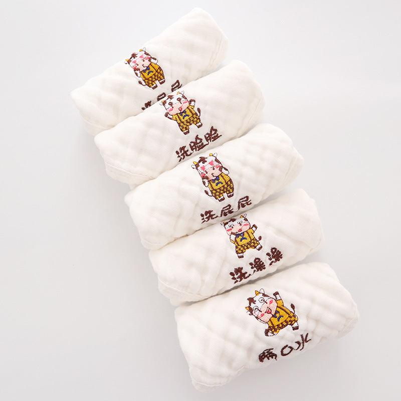 Embroidered Baby Saliva Towel Set 6 Layer- Soft, Absorbent, and Adorable Designs for Infants & Toddlers