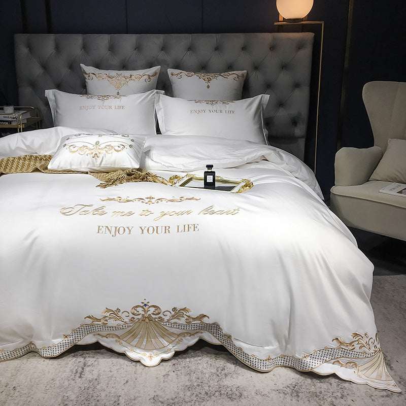 Elegant Four-Piece Cotton Jacquard Hotel Bedding Set