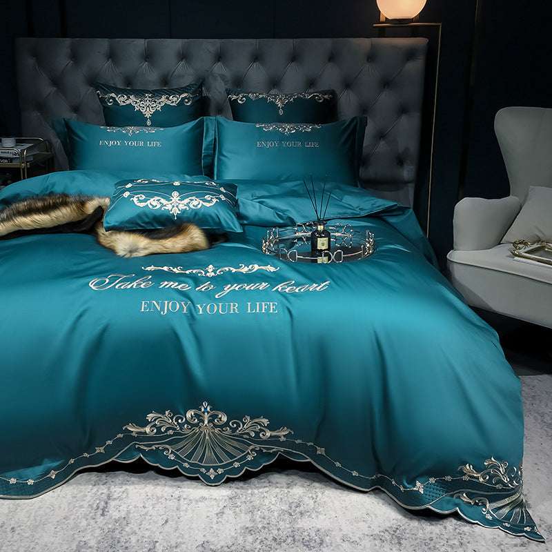 Elegant Four-Piece Cotton Jacquard Hotel Bedding Set