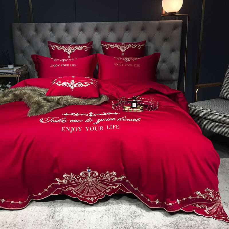 Elegant Four-Piece Cotton Jacquard Hotel Bedding Set