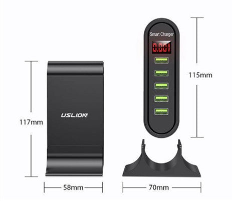 USB 5-Port Digital Display Charger – Smart Desktop Charging Station