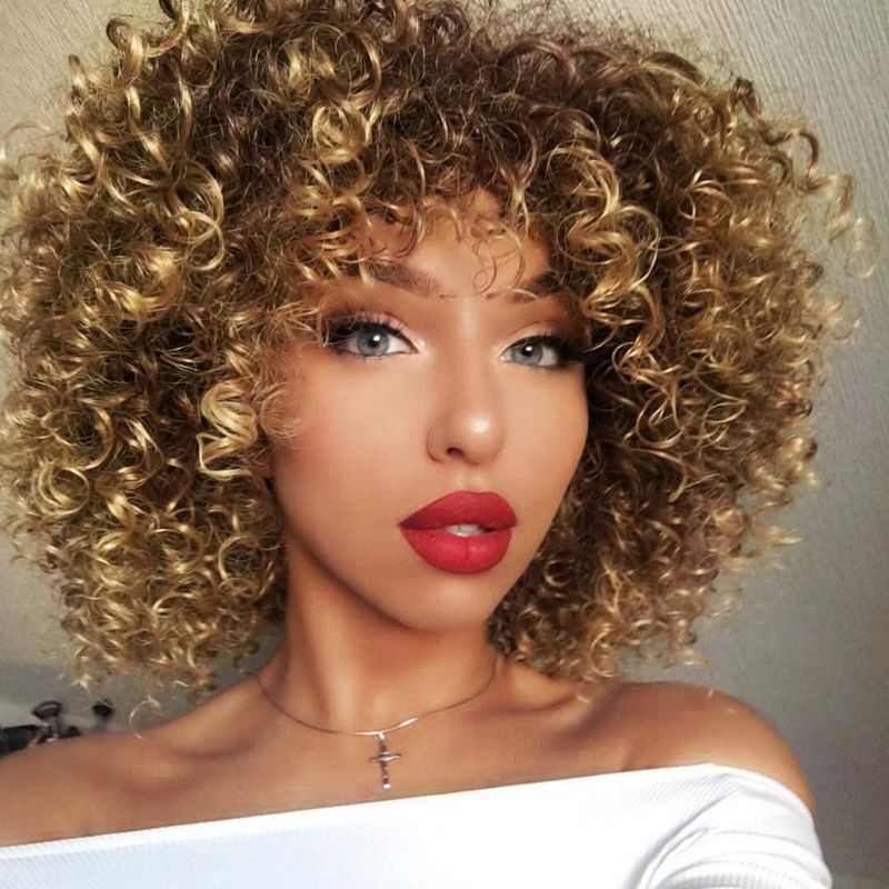 Exotic African Curly Wig for Women – High-Temperature Wire, Versatile Styling