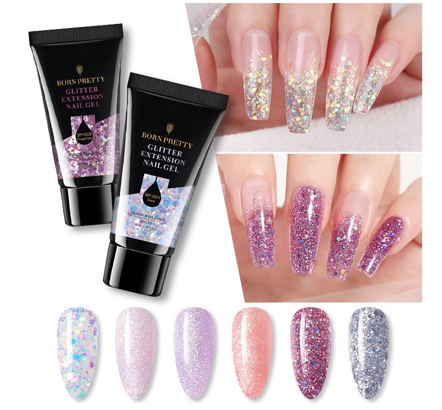 Born Pretty 30ml Manicure Floral Extension Polygel – Quick Nail Extension & Flash Powder Effect