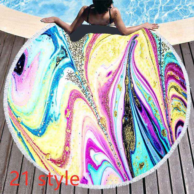 Round Printed Beach Towel – Microfiber Bath Towel