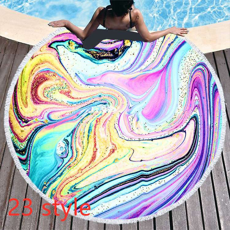 Round Printed Beach Towel – Microfiber Bath Towel