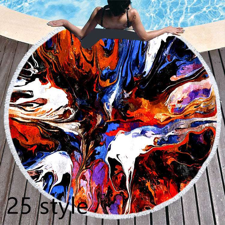 Round Printed Beach Towel – Microfiber Bath Towel