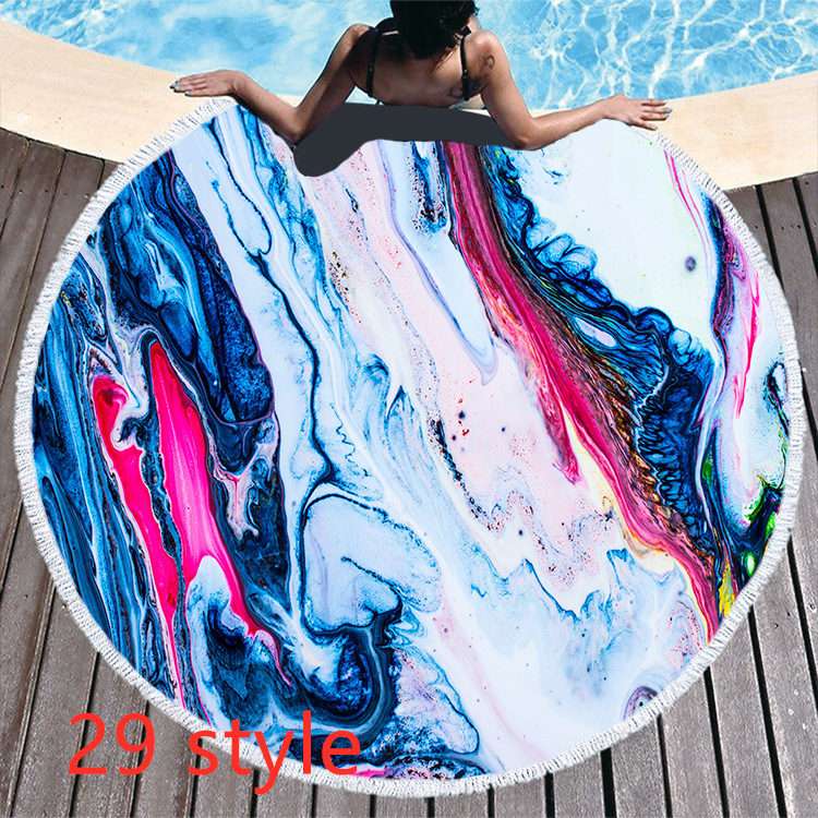 Round Printed Beach Towel – Microfiber Bath Towel