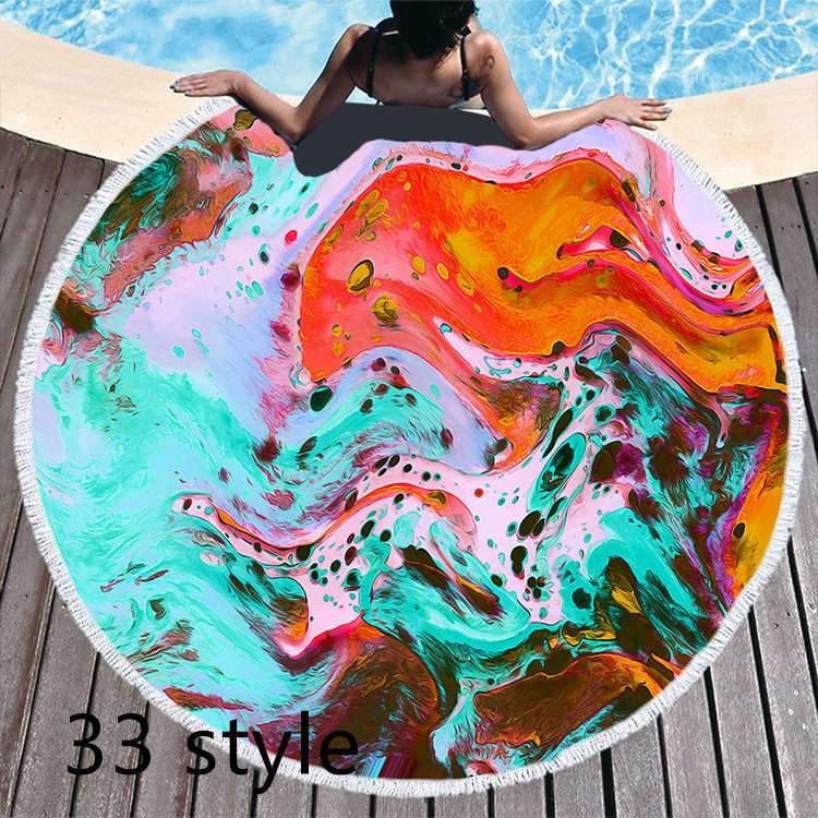 Round Printed Beach Towel – Microfiber Bath Towel