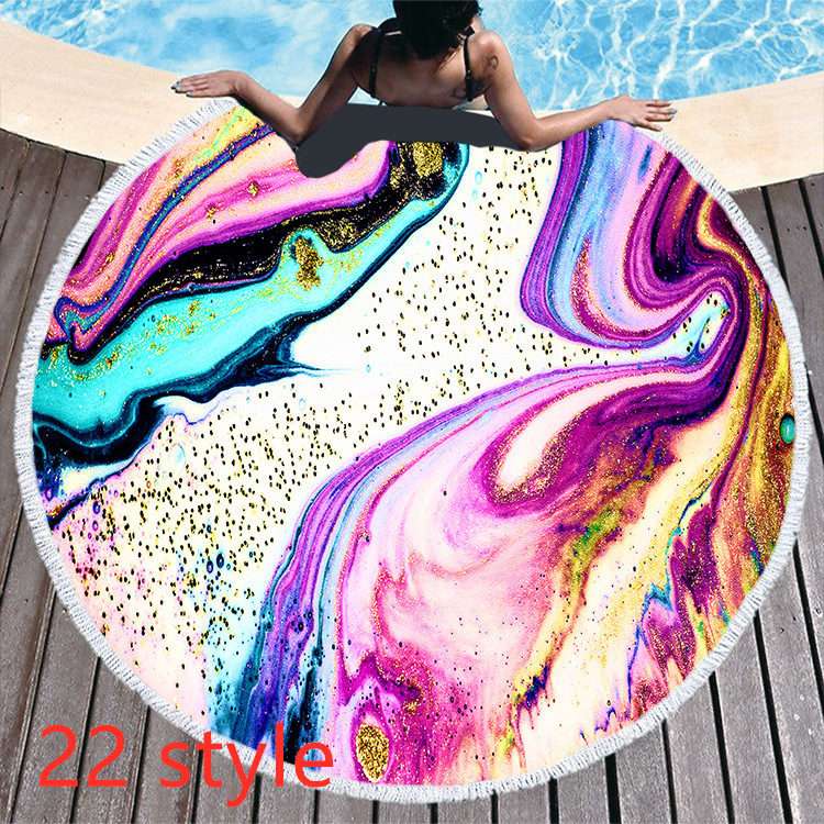 Round Printed Beach Towel – Microfiber Bath Towel