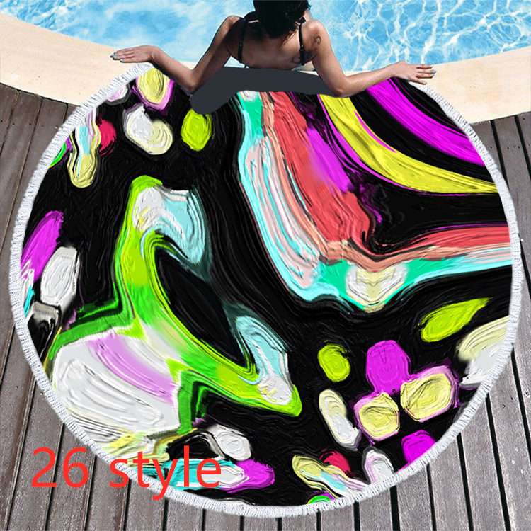 Round Printed Beach Towel – Microfiber Bath Towel