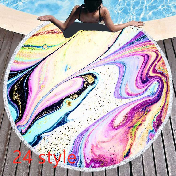 Round Printed Beach Towel – Microfiber Bath Towel