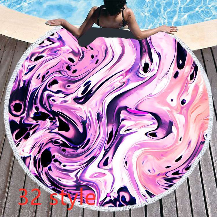 Round Printed Beach Towel – Microfiber Bath Towel