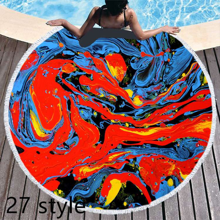 Round Printed Beach Towel – Microfiber Bath Towel