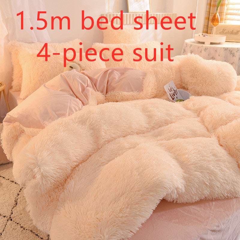 Luxurious Mink Velvet and  Crystal Velvet Four-Piece Bedding Set – Personalized Fashion Style