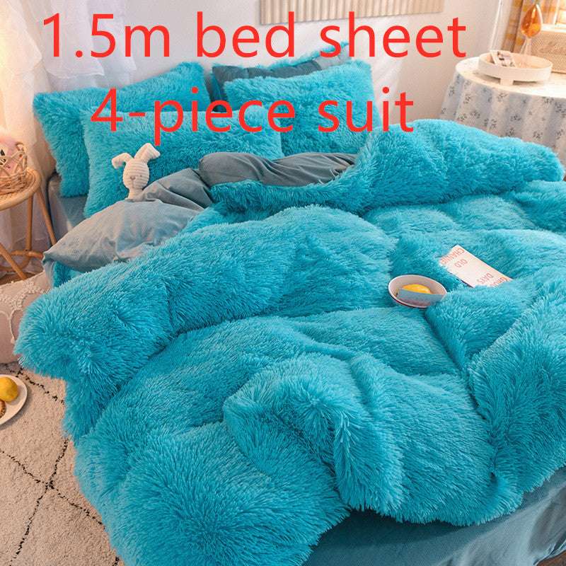 Luxurious Mink Velvet and  Crystal Velvet Four-Piece Bedding Set – Personalized Fashion Style