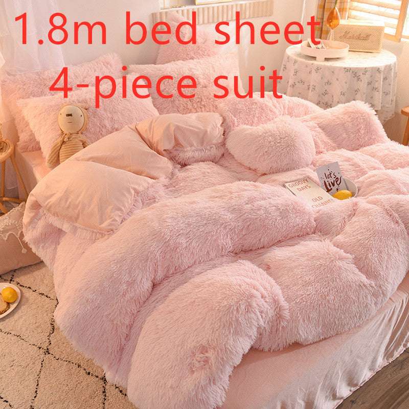 Luxurious Mink Velvet and  Crystal Velvet Four-Piece Bedding Set – Personalized Fashion Style