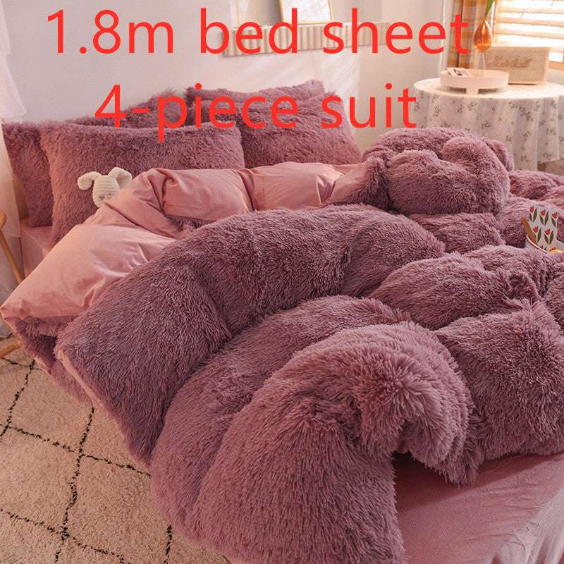 Luxurious Mink Velvet and  Crystal Velvet Four-Piece Bedding Set – Personalized Fashion Style