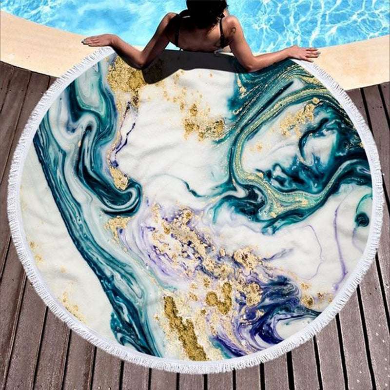 Round Printed Beach Towel – Microfiber Bath Towel