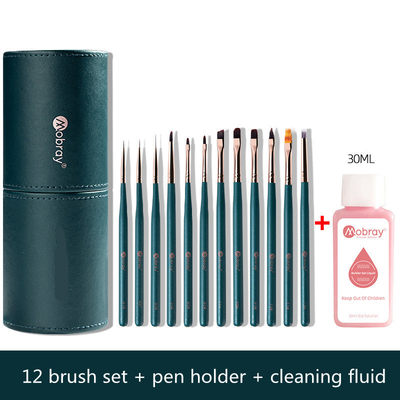 Nail Art Brush 12-Piece  Set with Holder – Professional Nail Brushes for Precision Design & Detailing