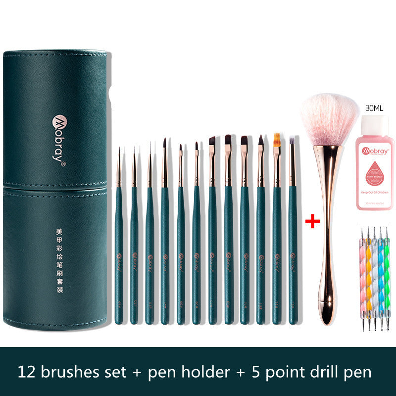 Nail Art Brush 12-Piece  Set with Holder – Professional Nail Brushes for Precision Design & Detailing