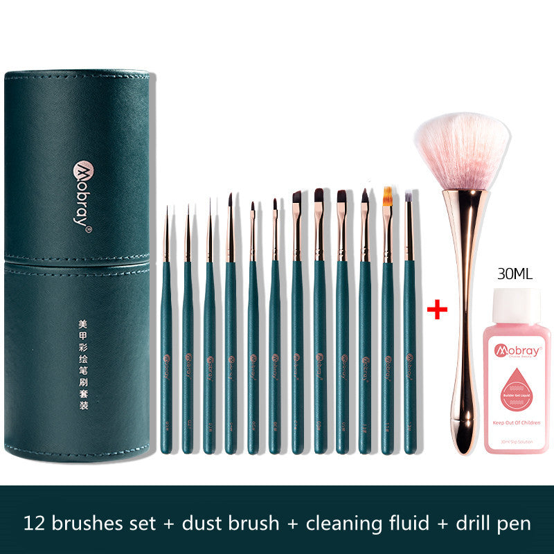 Nail Art Brush 12-Piece  Set with Holder – Professional Nail Brushes for Precision Design & Detailing