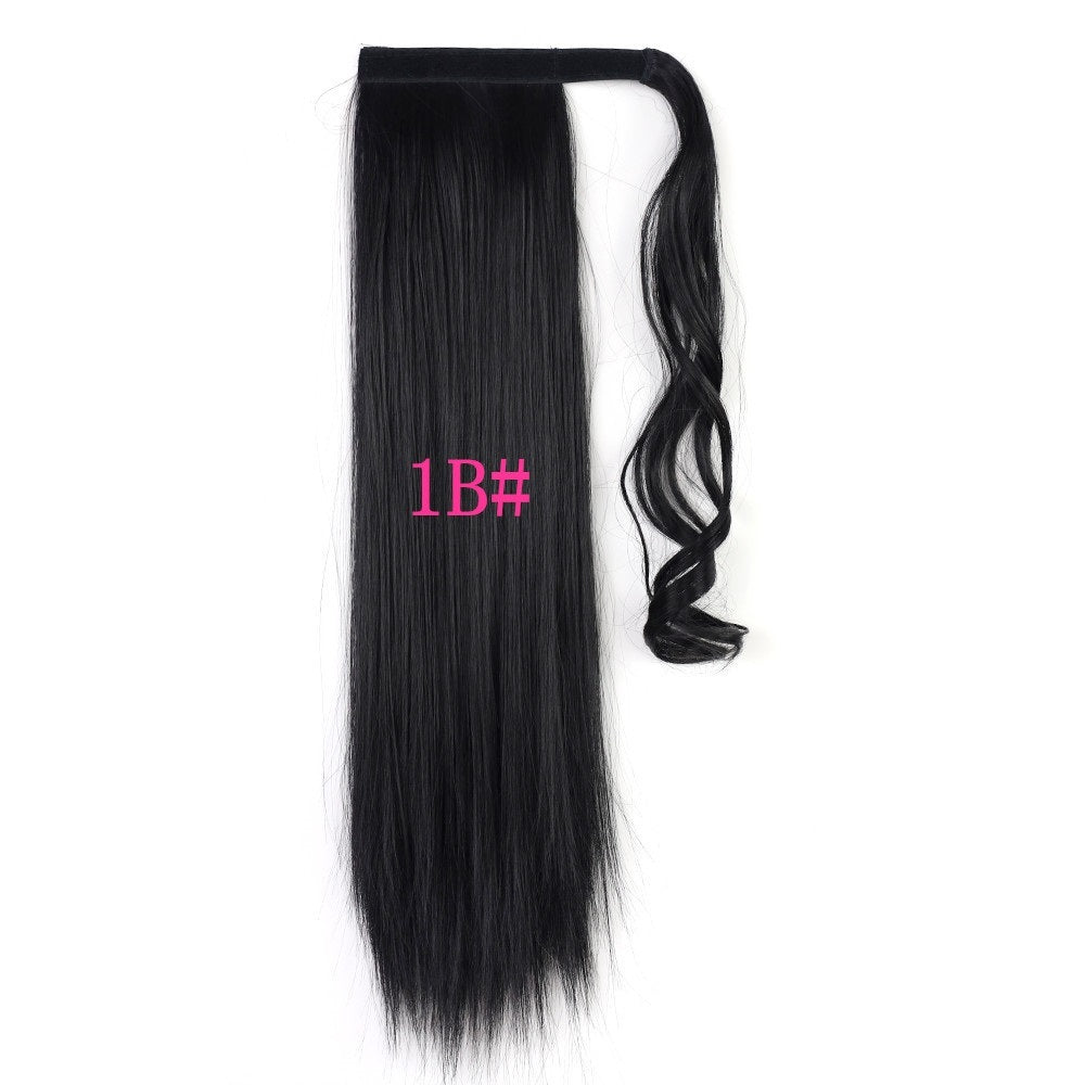 Long Straight Wrap Around Clip-In Ponytail Hair Extension – 22 Inch, Heat Resistant Synthetic Hair