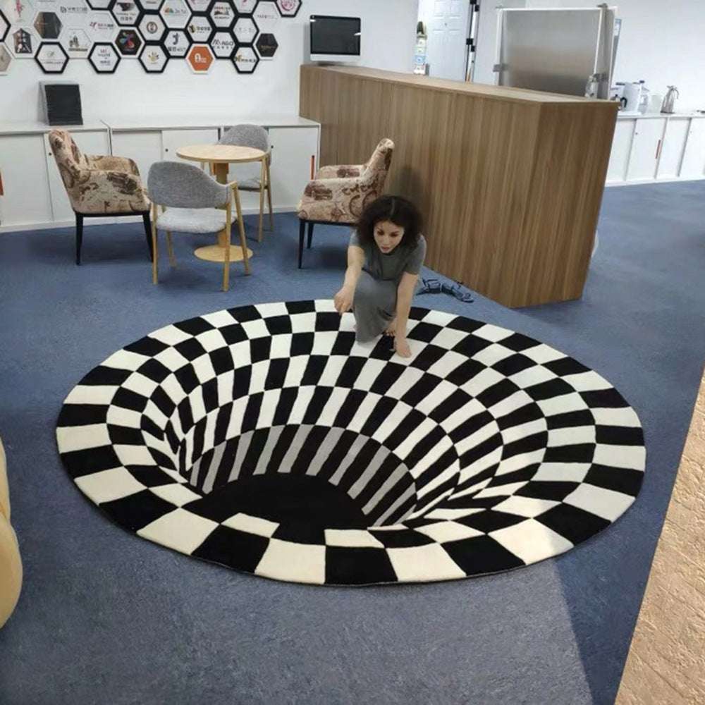 3D Vortex Illusion Optical Carpet - Mulberry Silk Round Floor Mat