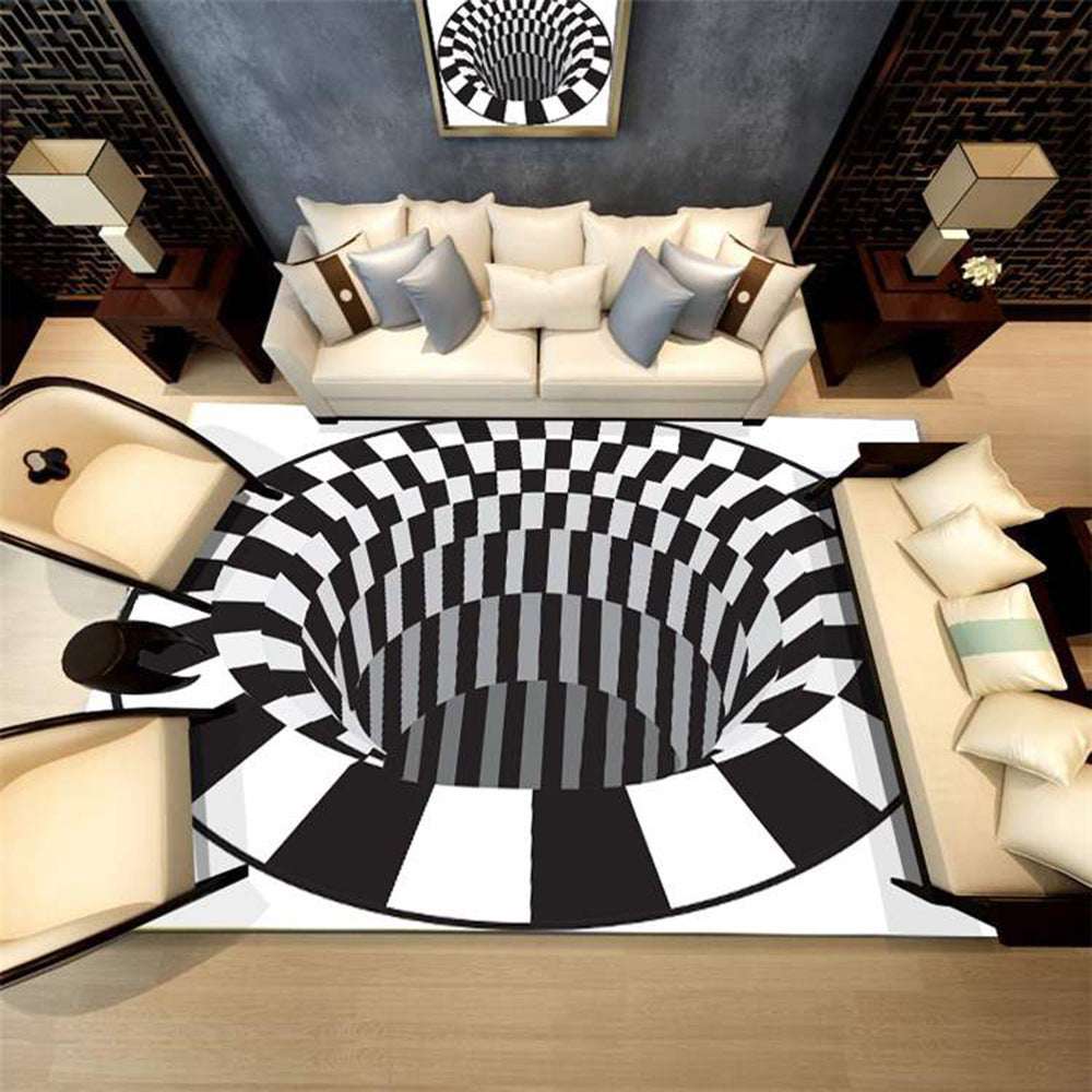 3D Vortex Illusion Optical Carpet - Mulberry Silk Round Floor Mat