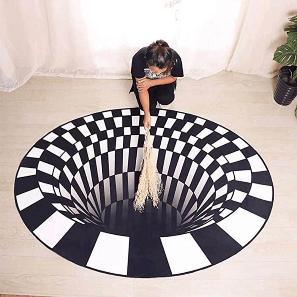 3D Vortex Illusion Optical Carpet - Mulberry Silk Round Floor Mat