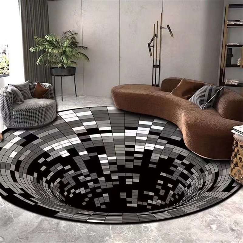 3D Vortex Illusion Optical Carpet - Mulberry Silk Round Floor Mat