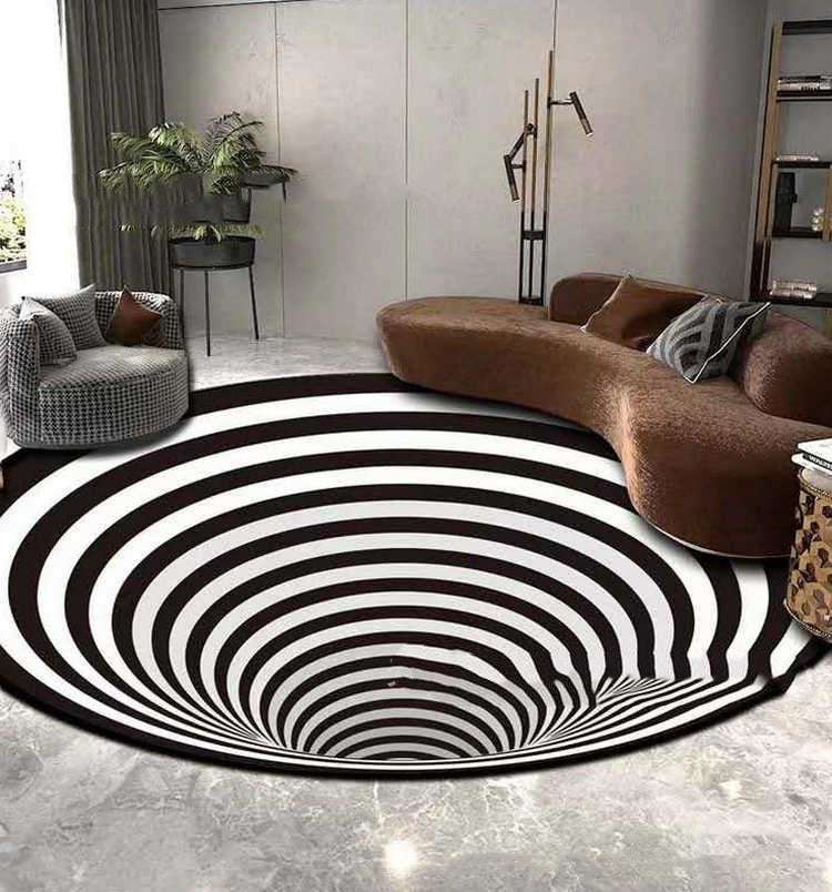 3D Vortex Illusion Optical Carpet - Mulberry Silk Round Floor Mat