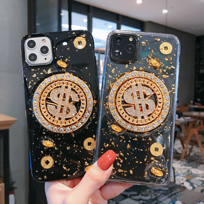 Luxury 3D Diamond Dollar Spinner iPhone Case – Glamorous & Protective TPU Cover