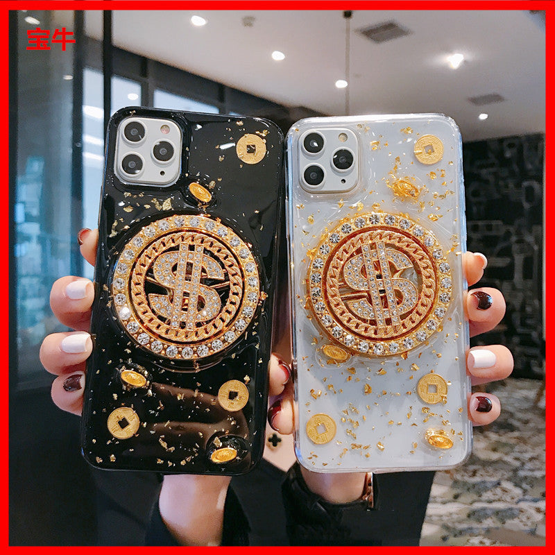 Luxury 3D Diamond Dollar Spinner iPhone Case – Glamorous & Protective TPU Cover