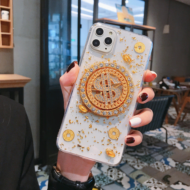 Luxury 3D Diamond Dollar Spinner iPhone Case – Glamorous & Protective TPU Cover