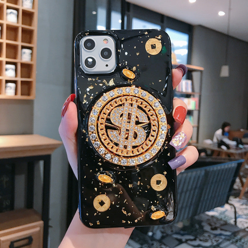 Luxury 3D Diamond Dollar Spinner iPhone Case – Glamorous & Protective TPU Cover