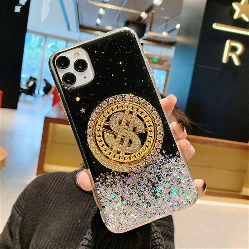 Luxury 3D Diamond Dollar Spinner iPhone Case – Glamorous & Protective TPU Cover