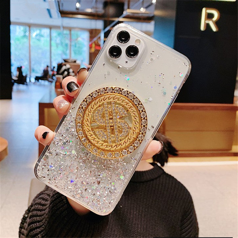 Luxury 3D Diamond Dollar Spinner iPhone Case – Glamorous & Protective TPU Cover