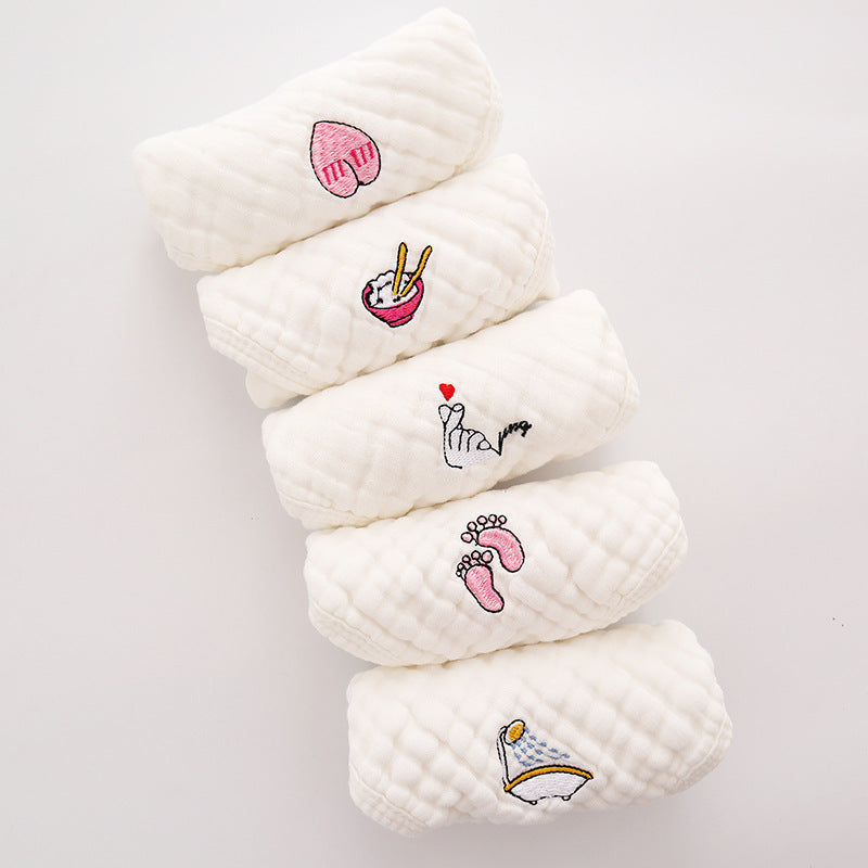 Embroidered Baby Saliva Towel Set 6 Layer- Soft, Absorbent, and Adorable Designs for Infants & Toddlers