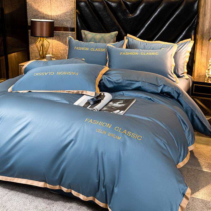 Four-Piece Bedding Set with Pure Cotton Cover – Personalized Fashion Embroidered Quilt Set