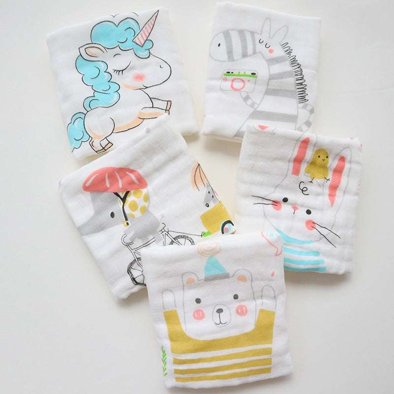 6-Layer Embroidered Baby Saliva Towel Set - Soft, Absorbent, and Adorable Designs for Infants & Toddlers